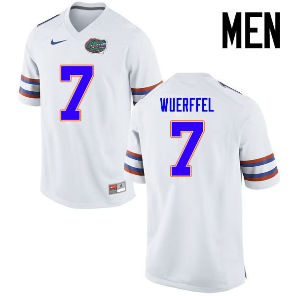 NCAA Florida Gators Danny Wuerffel Men's #7 Nike White Stitched Authentic College Football Jersey WFC3164UP